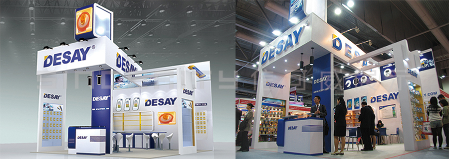 德賽電子展臺設(shè)計效果圖和現(xiàn)場圖